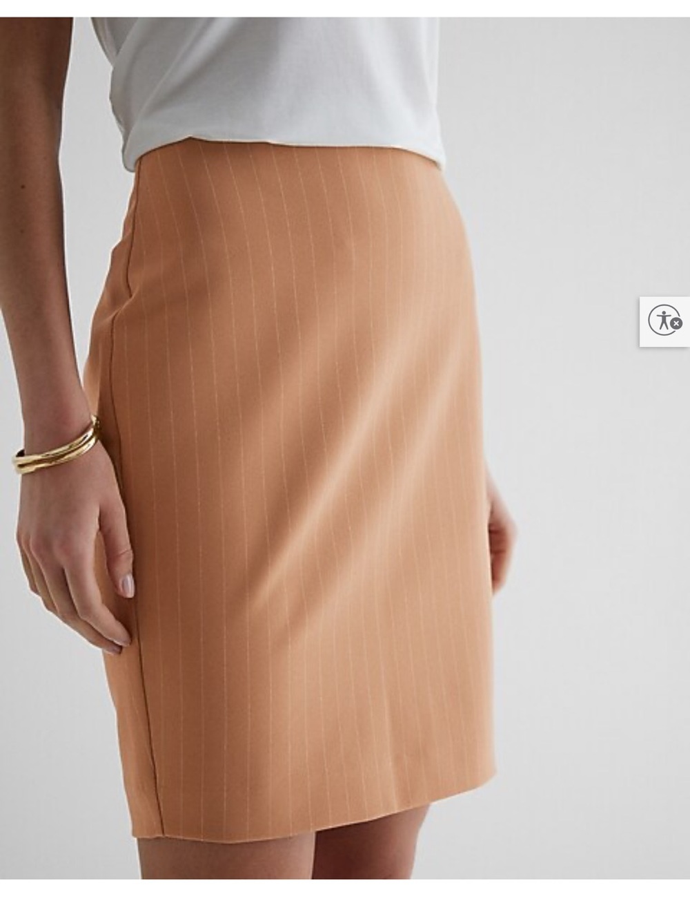 Express Editor Pencil Skirt Tan Pinstripe career High-Waist Sz 2
